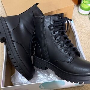 Black Lace-Up Combat Boots